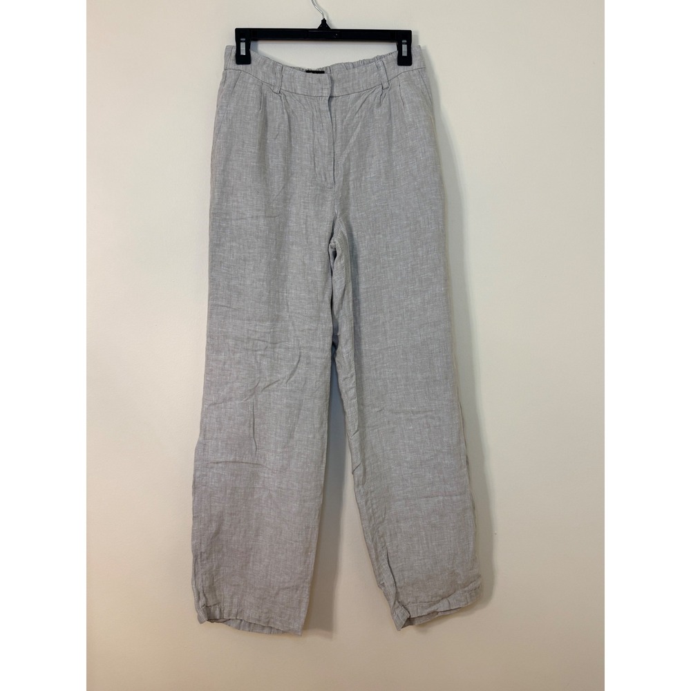 Quince 100% European Linen Wide Leg Pants Tan Size 4 High Rise Relaxed